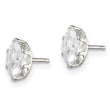 Sterling Silver Polished 7x3.5mm Marquise Snap Set CZ Stud Earrings - Birthstone Company
