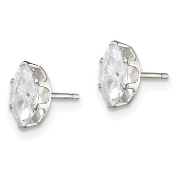 Sterling Silver Polished 7x3.5mm Marquise Snap Set CZ Stud Earrings - Birthstone Company