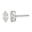 Sterling Silver Polished 7x3.5mm Marquise Snap Set CZ Stud Earrings - Birthstone Company