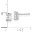 Sterling Silver Polished Emerald-cut 6x4mm Basket Set CZ Stud Earrings