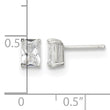 Sterling Silver Polished Emerald-cut 6x4mm Basket Set CZ Stud Earrings - Birthstone Company