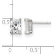 Sterling Silver Polished Emerald-cut 7x5mm Basket Set CZ Stud Earrings - Birthstone Company