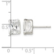 Sterling Silver Polished Emerald-cut 8x6mm Basket Set CZ Stud Earrings - Birthstone Company