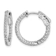 Sterling Shimmer Sterling Silver Rhodium-plated 50 Stone 1.3mm CZ In and Out Round Hinged Hoop Earrings - Birthstone Company
