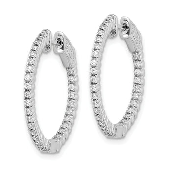 Sterling Shimmer Sterling Silver Rhodium-plated 60 Stone 1.3mm CZ In and Out Round Hinged Hoop Earrings - Birthstone Company
