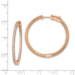 Sterling Shimmer Sterling Silver Rose-tone Flash Rose Gold-plated 100 Stone 1.3mm CZ In and Out Round Hinged Hoop Earrings - Birthstone Company