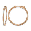 Sterling Shimmer Sterling Silver Rose-tone Flash Rose Gold-plated 100 Stone 1.3mm CZ In and Out Round Hinged Hoop Earrings - Birthstone Company