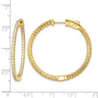 Sterling Shimmer Sterling Silver Gold-tone Flash Gold-plated 100 Stone 1.3mm CZ In and Out Round Hinged Hoop Earrings - Birthstone Company
