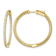 Sterling Shimmer Sterling Silver Gold-tone Flash Gold-plated 100 Stone 1.3mm CZ In and Out Round Hinged Hoop Earrings - Birthstone Company