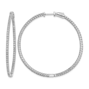 Sterling Shimmer Sterling Silver Rhodium-plated 154 Stone 1.3mm CZ In and Out Round Hinged Hoop Earrings - Birthstone Company