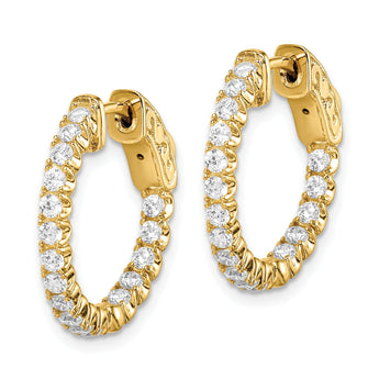 Sterling Shimmer Sterling Silver Gold-tone Flash Gold-plated 34 Stone 2.0mm CZ In and Out Round Hinged Hoop Earrings - Birthstone Company