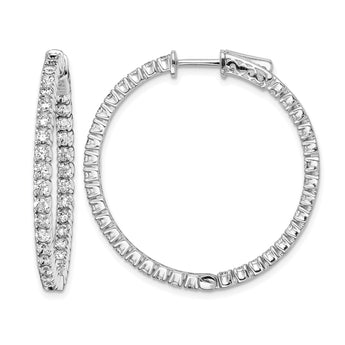 Sterling Shimmer Sterling Silver Rhodium-plated 70 Stone 2mm CZ In and Out Round Hinged Hoop Earrings - Birthstone Company