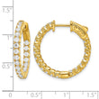 Sterling Shimmer Sterling Silver Gold-tone Flash Gold-plated 40 Stone 2.25mm CZ In and Out Round Hinged Hoop Earrings - Birthstone Company
