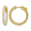Sterling Shimmer Sterling Silver Gold-tone Flash Gold-plated 40 Stone 2.25mm CZ In and Out Round Hinged Hoop Earrings - Birthstone Company
