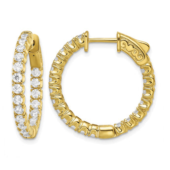 Sterling Shimmer Sterling Silver Gold-tone Flash Gold-plated 40 Stone 2.25mm CZ In and Out Round Hinged Hoop Earrings - Birthstone Company
