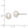 Sterling Silver Rh-plated 8-9mm White FW Cultured Button Pearl Stud Earring