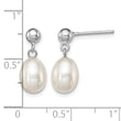 Sterling Silver Rhodium-plated 7-8mm White FW Cultured Pearl Earrings - Birthstone Company