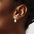 Sterling Silver Rhodium-plated Polished Pink 7-8mm Freshwater Cultured Pearl Post Dangle Earrings - Birthstone Company