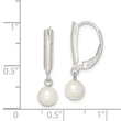 Sterling Silver Rhodium-plated Polished White 6-7mm Freshwater Cultured Pearl Leverback Dangle Earrings