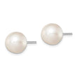 Sterling Silver Rh-plated 10-11mm White FWC Button Pearl Earrings - Birthstone Company