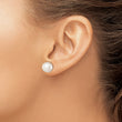 Sterling Silver Rh-plated 10-11mm White FWC Button Pearl Earrings - Birthstone Company