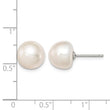 Sterling Silver Rh-plated 10-11mm White FWC Button Pearl Earrings - Birthstone Company