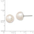 Sterling Silver Rh-plated 10-11mm White FWC Button Pearl Earrings