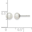 Sterling Silver Rh-plated 5-6mm White FW Cultured Button Pearl Stud Earring - Birthstone Company