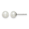 Sterling Silver Rh-plated 5-6mm White FW Cultured Button Pearl Stud Earring - Birthstone Company