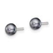 Sterling Silver Rh-plated 4-5mm Black FW Cultured Button Pearl Stud Earring - Birthstone Company