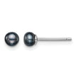 Sterling Silver Rh-plated 4-5mm Black FW Cultured Button Pearl Stud Earring - Birthstone Company