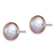 Sterling Silver Rh-plated 10-11mm Grey FWC Button Pearl Earrings - Birthstone Company