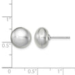Sterling Silver Rh-plated 10-11mm Grey FWC Button Pearl Earrings - Birthstone Company