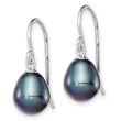 Sterling Silver Rhodium-plated Polished 8-9mm Black Freshwater Cultured Pearl Dangle Earrings - Birthstone Company
