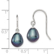 Sterling Silver Rhodium-plated Polished 8-9mm Black Freshwater Cultured Pearl Dangle Earrings - Birthstone Company