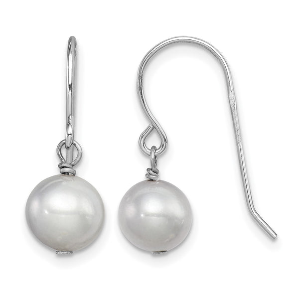 Sterling Silver Rhodium-plated Polished Grey 7-8mm Freshwater Cultured Pearl Dangle Earrings - Birthstone Company