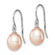 Sterling Silver Rhodium-plated Polished Pink 8-9mm Freshwater Cultured Pearl Dangle Earrings - Birthstone Company