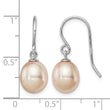 Sterling Silver Rhodium-plated Polished Pink 8-9mm Freshwater Cultured Pearl Dangle Earrings - Birthstone Company