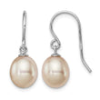 Sterling Silver Rhodium-plated Polished Pink 8-9mm Freshwater Cultured Pearl Dangle Earrings - Birthstone Company