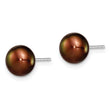 Sterling Silver Rh-plated 8-9mm Brown FW Cultured Button Pearl Stud Earring - Birthstone Company