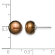 Sterling Silver Rh-plated 8-9mm Brown FW Cultured Button Pearl Stud Earring - Birthstone Company