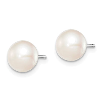 Sterling Silver Rh-plated 7-8mm White FW Cultured Button Pearl Stud Earring - Birthstone Company