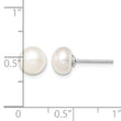 Sterling Silver Rh-plated 7-8mm White FW Cultured Button Pearl Stud Earring - Birthstone Company