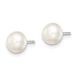 Sterling Silver Rh-plated 6-7mm White FW Cultured Button Pearl Stud Earring - Birthstone Company