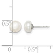 Sterling Silver Rh-plated 6-7mm White FW Cultured Button Pearl Stud Earring - Birthstone Company