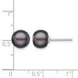 Sterling Silver Rh-plated 8-9mm Black FW Cultured Button Pearl Stud Earring - Birthstone Company