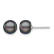 Sterling Silver Rh-plated 8-9mm Black FW Cultured Button Pearl Stud Earring - Birthstone Company