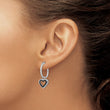 White Night Sterling Silver Rhodium-plated Black and White Diamond with Dangle Heart Hoop Earring - Birthstone Company