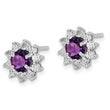Sterling Silver Rhodium-plated Diamond and Amethyst Earring