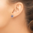 Sterling Silver Rhodium-plated Diamond and Amethyst Earring